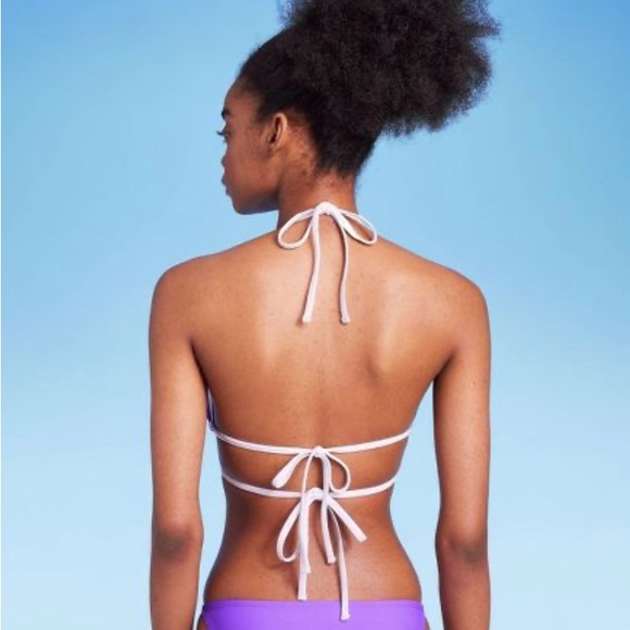 NWT WILD FABLE BIKINI TOP PURPLE AND WHITE - Picture 4 of 7